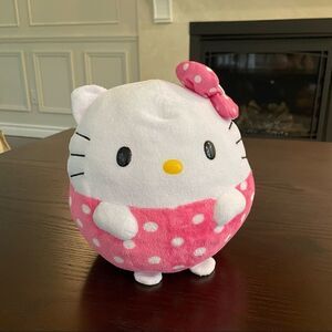 Ty Hello Kitty Round Ball Plush White Pink Bow Polka Dot Stuffed Animal Kids Toy